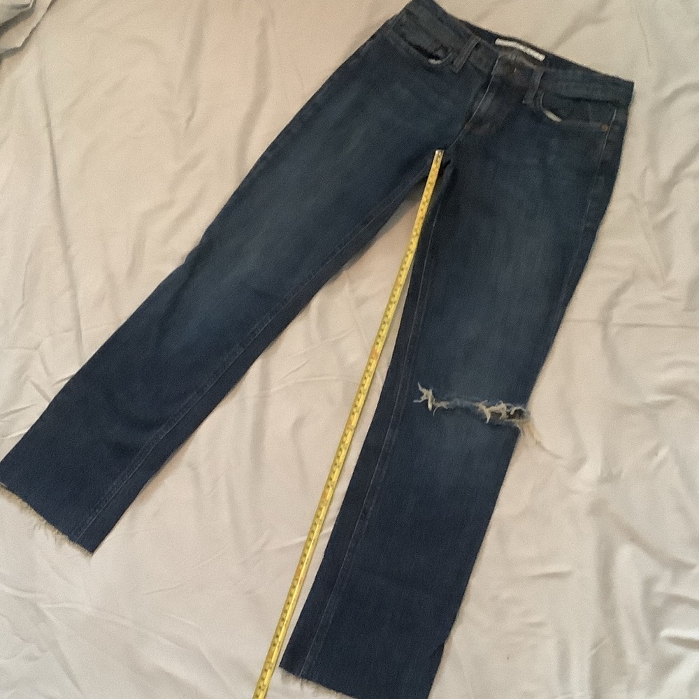 Joe's Jeans Dark Indigo Straight Leg with Knee Distress